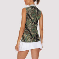 Santa Deer Hunting Christmas Women Sleeveless Polo Shirt Hunting Camouflage Patterns - Wonder Print Shop