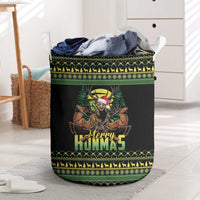 Merry Hunmas Laundry Basket Hunter Deer Santa Hat - Wonder Print Shop
