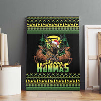 Merry Hunmas Canvas Wall Art Hunter Deer Santa Hat - Wonder Print Shop