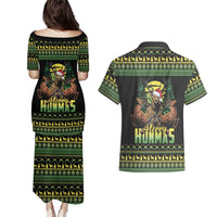 Merry Hunmas Couples Matching Puletasi and Hawaiian Shirt Hunter Deer Santa Hat - Wonder Print Shop