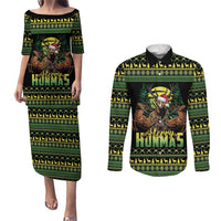 Merry Hunmas Couples Matching Puletasi and Long Sleeve Button Shirt Hunter Deer Santa Hat - Wonder Print Shop