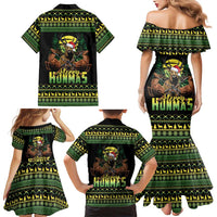 Merry Hunmas Family Matching Mermaid Dress and Hawaiian Shirt Hunter Deer Santa Hat - Wonder Print Shop