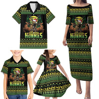 Merry Hunmas Family Matching Puletasi and Hawaiian Shirt Hunter Deer Santa Hat - Wonder Print Shop