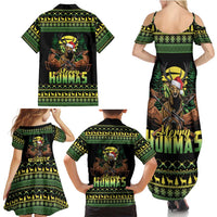 Merry Hunmas Family Matching Summer Maxi Dress and Hawaiian Shirt Hunter Deer Santa Hat - Wonder Print Shop
