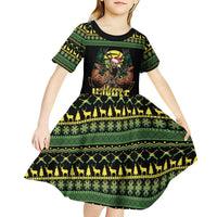 Merry Hunmas Kid Short Sleeve Dress Hunter Deer Santa Hat - Wonder Print Shop