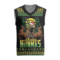 Merry Hunmas Christmas Knitted V-Neck Vest Hunter Deer Santa Hat - Wonder Print Shop