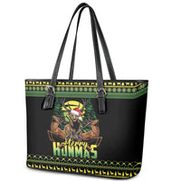 Merry Hunmas Leather Tote Bag Hunter Deer Santa Hat - Wonder Print Shop