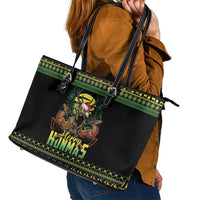 Merry Hunmas Leather Tote Bag Hunter Deer Santa Hat - Wonder Print Shop