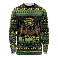 Merry Hunmas Long Sleeve Shirt Hunter Deer Santa Hat - Wonder Print Shop