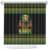 Merry Hunmas Shower Curtain Hunter Deer Santa Hat - Wonder Print Shop