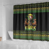 Merry Hunmas Shower Curtain Hunter Deer Santa Hat - Wonder Print Shop