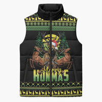 Merry Hunmas Sleeveless Puffer Jacket Hunter Deer Santa Hat - Wonder Print Shop