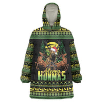 Merry Hunmas Wearable Blanket Hoodie Hunter Deer Santa Hat - Wonder Print Shop