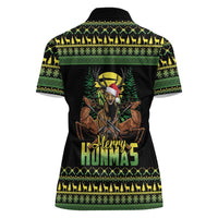 Merry Hunmas Women Polo Shirt Hunter Deer Santa Hat - Wonder Print Shop