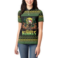 Merry Hunmas Women Polo Shirt Hunter Deer Santa Hat - Wonder Print Shop