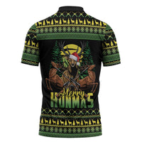 Merry Hunmas Zipper Polo Shirt Hunter Deer Santa Hat - Wonder Print Shop
