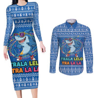Brainrot Tralalero Tralala Shark Couples Matching Long Sleeve Bodycon Dress and Long Sleeve Button Shirt Christmas Funny - Wonder Print Shop