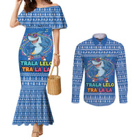 Brainrot Tralalero Tralala Shark Couples Matching Mermaid Dress and Long Sleeve Button Shirt Christmas Funny - Wonder Print Shop
