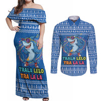 Brainrot Tralalero Tralala Shark Couples Matching Off Shoulder Maxi Dress and Long Sleeve Button Shirt Christmas Funny - Wonder Print Shop