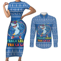 Brainrot Tralalero Tralala Shark Couples Matching Short Sleeve Bodycon Dress and Long Sleeve Button Shirt Christmas Funny - Wonder Print Shop