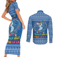 Brainrot Tralalero Tralala Shark Couples Matching Short Sleeve Bodycon Dress and Long Sleeve Button Shirt Christmas Funny - Wonder Print Shop