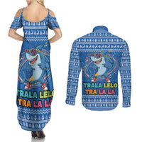 Brainrot Tralalero Tralala Shark Couples Matching Summer Maxi Dress and Long Sleeve Button Shirt Christmas Funny - Wonder Print Shop