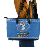 Brainrot Tralalero Tralala Shark Leather Tote Bag Christmas Funny - Wonder Print Shop
