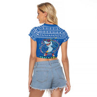 Brainrot Tralalero Tralala Shark Raglan Cropped T Shirt Christmas Funny - Wonder Print Shop