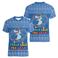 Brainrot Tralalero Tralala Shark Women V-Neck T-Shirt Christmas Funny - Wonder Print Shop