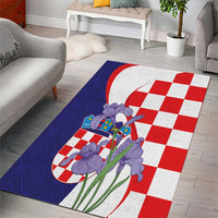 Croatia Hrvatska Checkerboard Area Rug Coat Of Arms With Iris Croatica