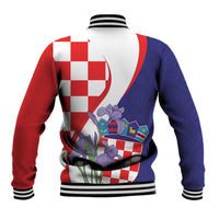 Croatia Hrvatska Checkerboard Baseball Jacket Coat Of Arms With Iris Croatica