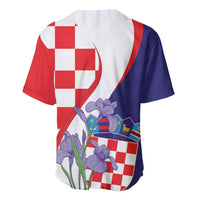 Croatia Hrvatska Checkerboard Baseball Jersey Coat Of Arms With Iris Croatica
