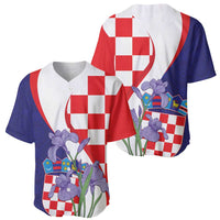 Croatia Hrvatska Checkerboard Baseball Jersey Coat Of Arms With Iris Croatica