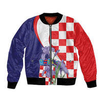 Croatia Hrvatska Checkerboard Bomber Jacket Coat Of Arms With Iris Croatica