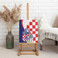 Croatia Hrvatska Checkerboard Canvas Wall Art Coat Of Arms With Iris Croatica