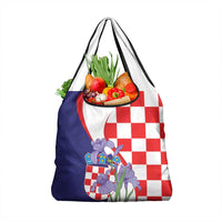 Croatia Hrvatska Checkerboard Grocery Bag Coat Of Arms With Iris Croatica