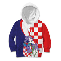 Croatia Hrvatska Checkerboard Kid Hoodie Coat Of Arms With Iris Croatica