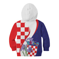 Croatia Hrvatska Checkerboard Kid Hoodie Coat Of Arms With Iris Croatica