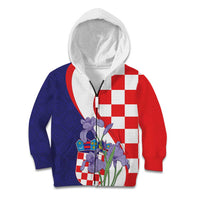 Croatia Hrvatska Checkerboard Kid Hoodie Coat Of Arms With Iris Croatica