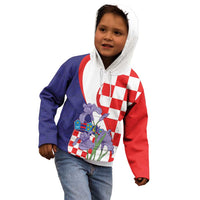 Croatia Hrvatska Checkerboard Kid Hoodie Coat Of Arms With Iris Croatica