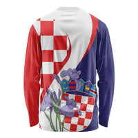 Croatia Hrvatska Checkerboard Long Sleeve Shirt Coat Of Arms With Iris Croatica
