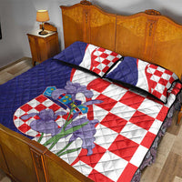 Croatia Hrvatska Checkerboard Quilt Bed Set Coat Of Arms With Iris Croatica