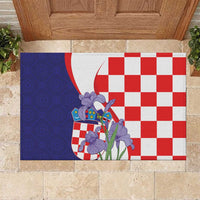 Croatia Hrvatska Checkerboard Rubber Doormat Coat Of Arms With Iris Croatica