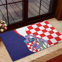 Croatia Hrvatska Checkerboard Rubber Doormat Coat Of Arms With Iris Croatica