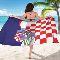Croatia Hrvatska Checkerboard Sarong Coat Of Arms With Iris Croatica