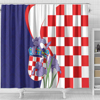 Croatia Hrvatska Checkerboard Shower Curtain Coat Of Arms With Iris Croatica
