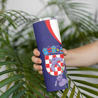 Croatia Hrvatska Checkerboard Skinny Tumbler Coat Of Arms With Iris Croatica