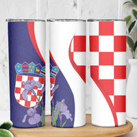 Croatia Hrvatska Checkerboard Skinny Tumbler Coat Of Arms With Iris Croatica