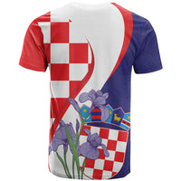 Croatia Hrvatska Checkerboard T Shirt Coat Of Arms With Iris Croatica