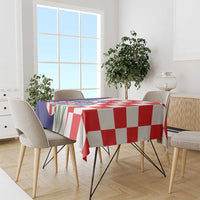 Croatia Hrvatska Checkerboard Tablecloth Coat Of Arms With Iris Croatica